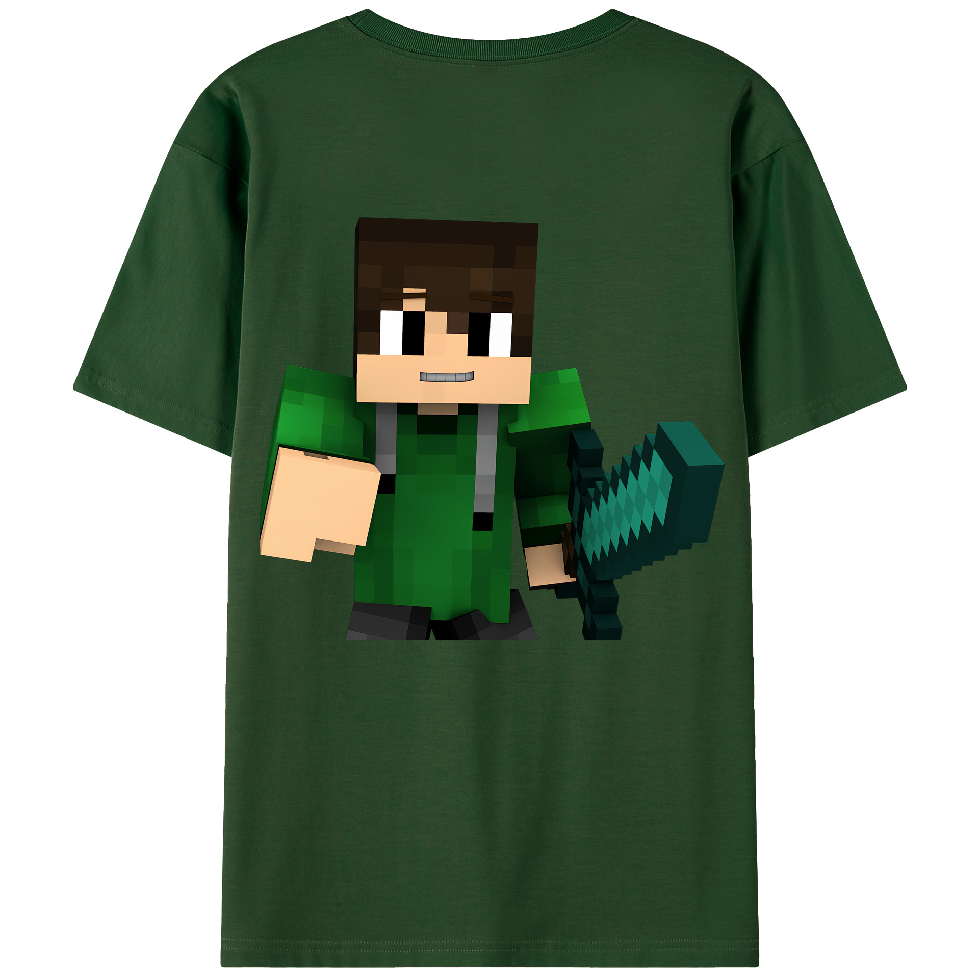 （画像用） マインクラフト ブロックの世界 Minecraft MC Block world 綿100％半袖Tシャツ（背面プリント）